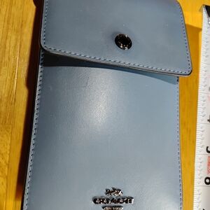 Coach Smooth Leather Phone Wallet in Powder Blue